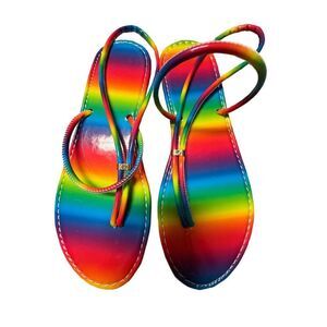 Vibrant rainbow sandals, size 8